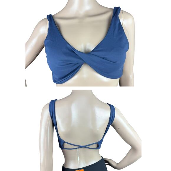 New ABOCIW Women's Teal Twist Front Strappy Padded Classic Sports Bra Size M - Picture 1 of 6
